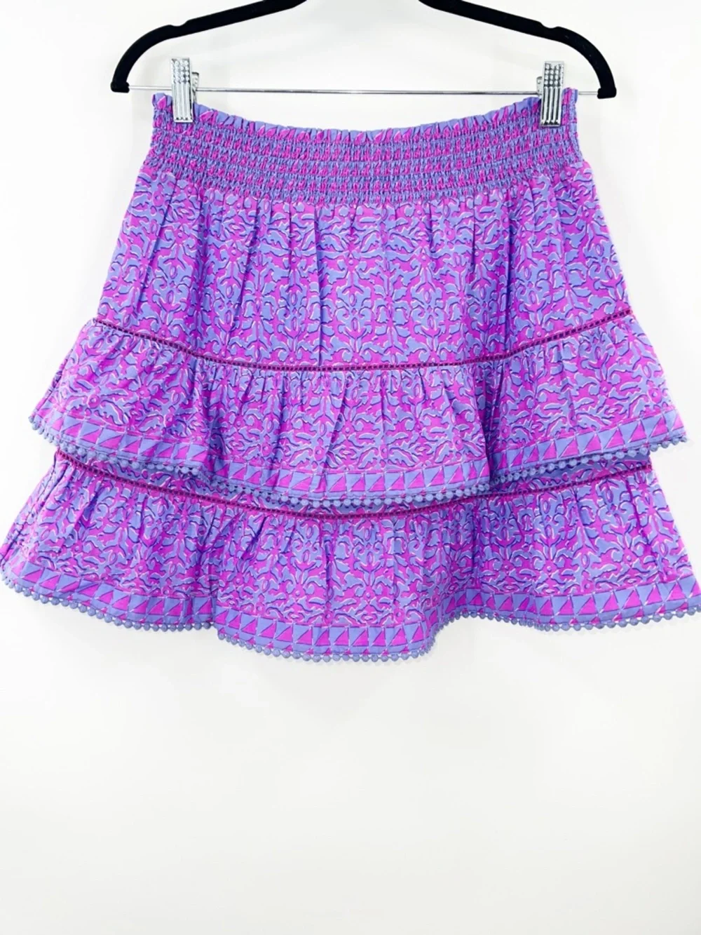 Vineyard Vines NWT Anegada Block Print Tiered Skirt in Bayside Blue size Medium